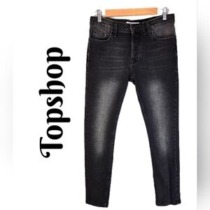 Topshop Mens Black Denim Stretch Skinny Jeans Sz 30x28